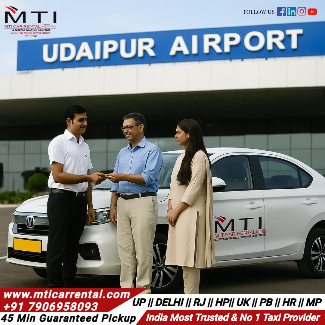 Airport Taxi in Udaipur - 24×7 Airport Taxi - MTI Car Rental